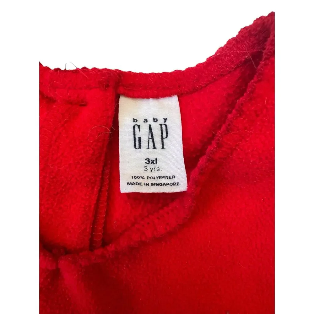 Vintage BABY GAP Fleece Snowflake Holiday Jumper Dress Size 3T Y2K Winter Pocket